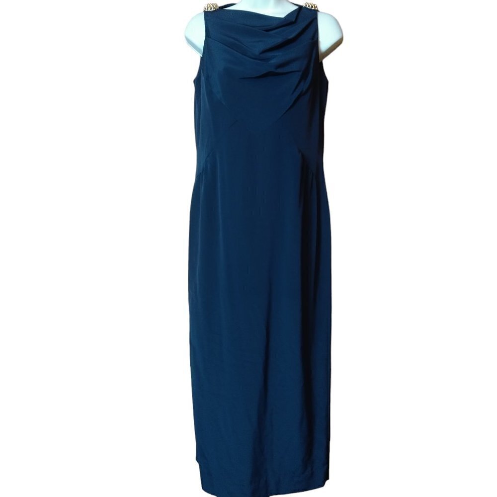 RIMINI BY SHAW SIZE 6 BLUE SLEEVELESS JEWELED SHEATH DRESS VINTAGE